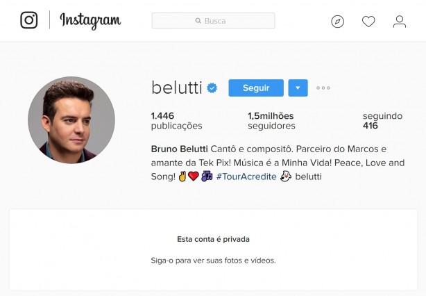 Bruno Belutti cancelou o Instagram
