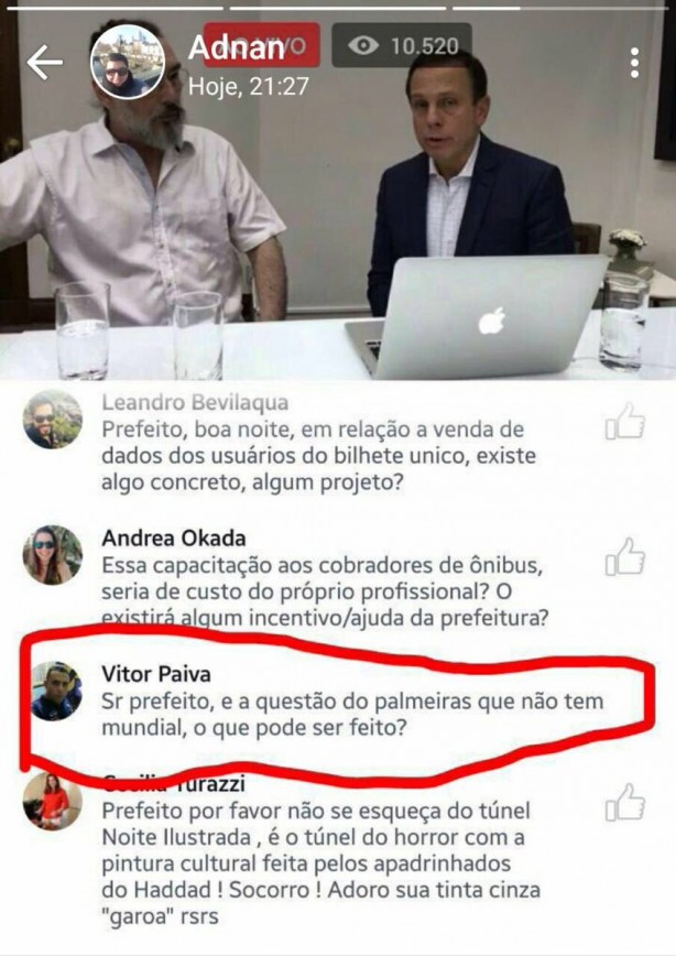 Seguidor fez pergunta complicada a Doria no Instagram