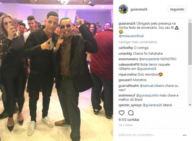 Arana teve parça MC Kauan em festa de aniversário