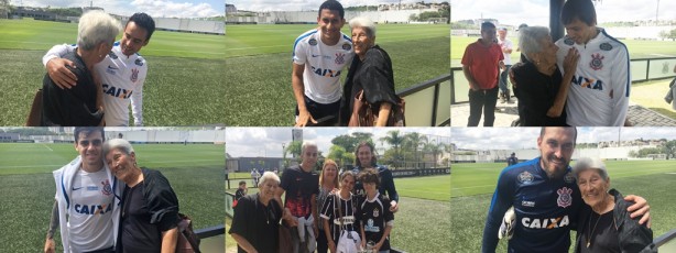 Dona Lina, a família e os jogadores do Corinthians