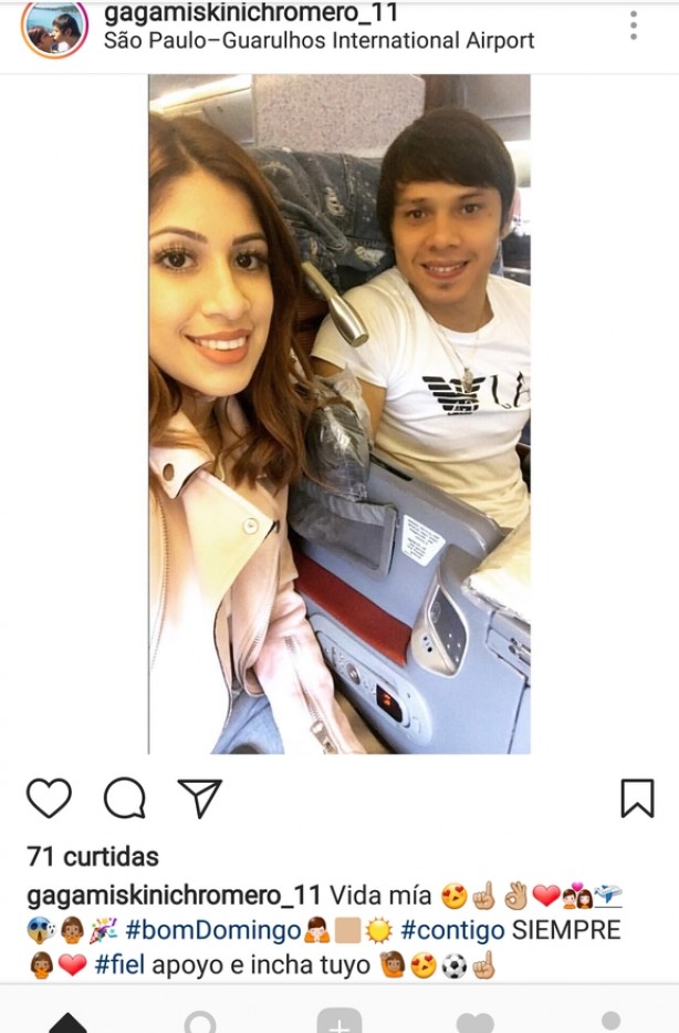 Noiva do jogador destacou apoio da Fiel ao paraguaio