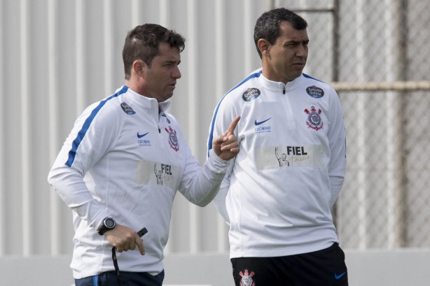 Osmar Loss e Carille no treino da manhã dessa segunda-feira