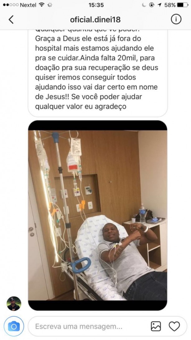 Print screen de conversa em que estelionatário pede grana para Fubá