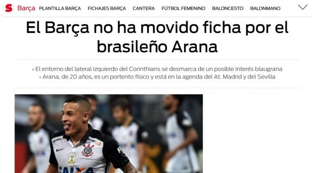 Arana foi destaque em matria de portal esportivo da Espanha