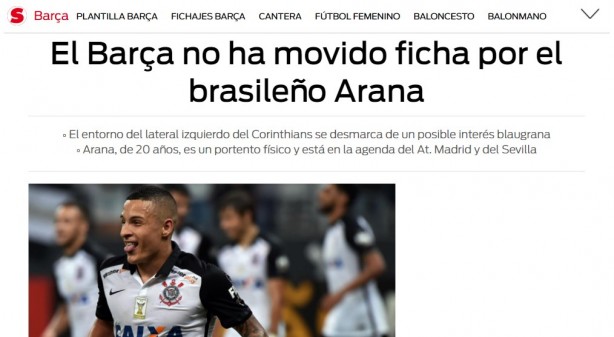 Arana foi destaque em matéria de portal esportivo da Espanha