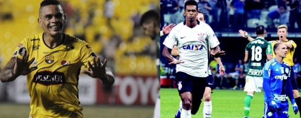 Os dois jogadores comemoram de maneira semelhante contra o Palmeiras