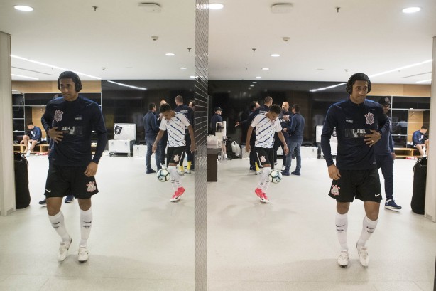 Pablo no vestiário da Arena antes do jogo contra o Botafogo