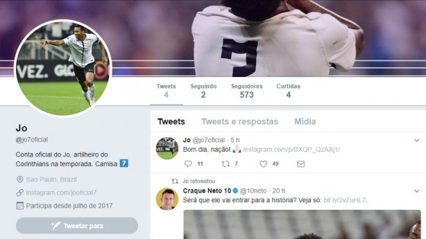 Atacante também está no Twitter