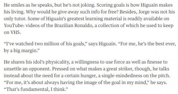 Trecho da entrevista de Higuan ao The Guardian
