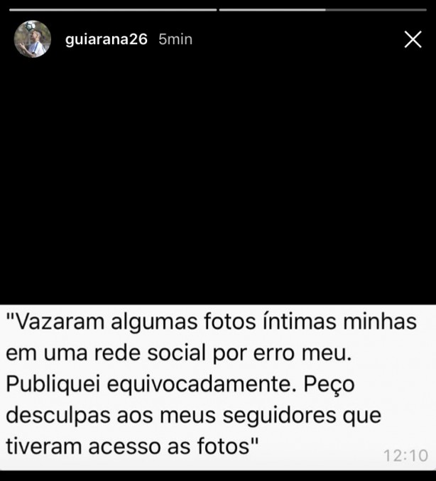 Publicação feita pelo jogador no Stories, do Instagram