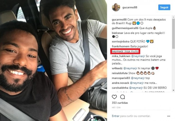 Neymar comentou em foto na qual Júnior Dutra aparece
