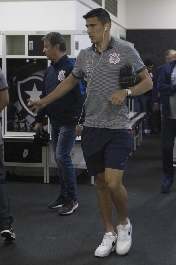 O xerife Balbuena no vestiário do Engenhão antes de enfrentar o Botafogo