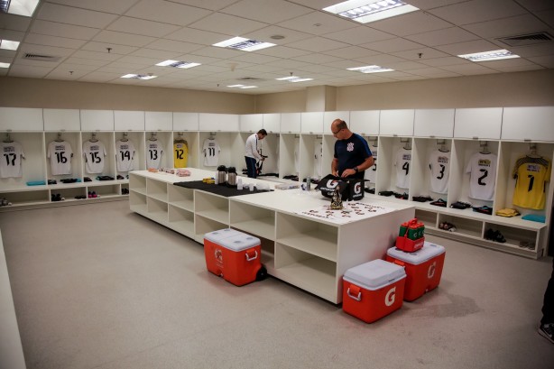 Preparação antes da partida válida pelas quartas de finais na Arena Corinthians