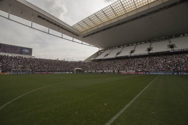 A Arena Corinthians registrou público de jogo durante o treino deste sábado