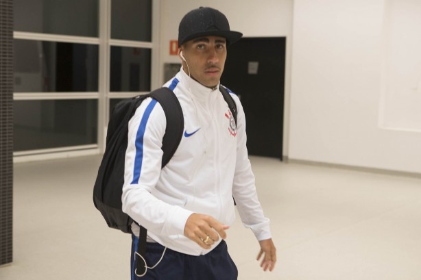 Gabriel chega à Arena Corinthians para enfrentar o Palmeiras, pelo Campeonato Brasileiro