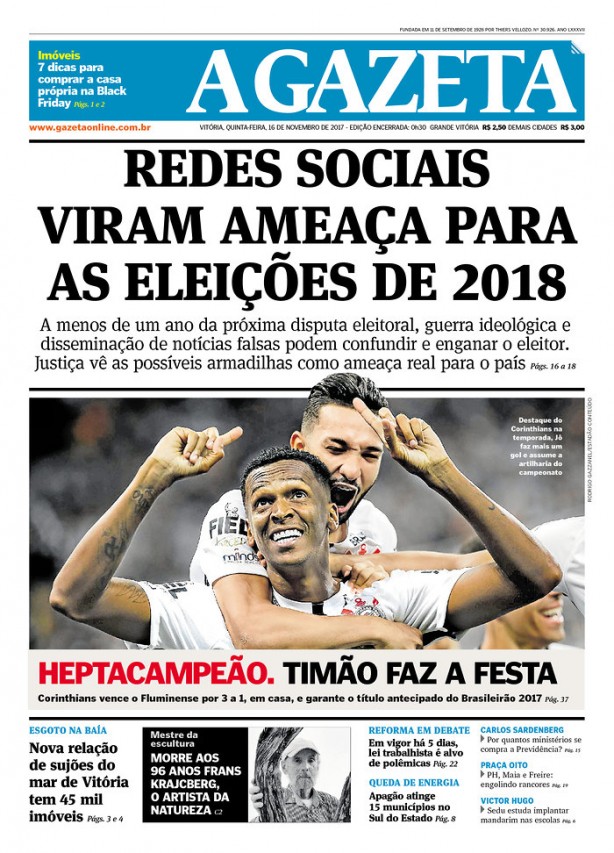 Jornal de Vitória (ES) enalteceu o título alvinegro