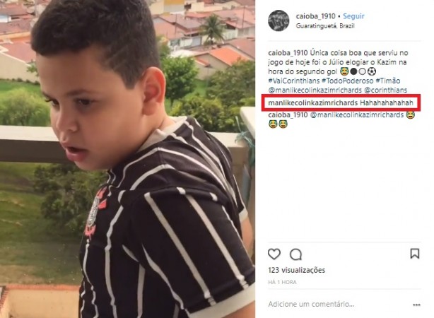 Kazim comentou na publicação do vídeo de Júlio