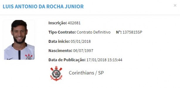 Juninho est registrado no BID como jogador do Timo