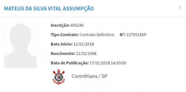 Vital está regularizado como jogador do Timão