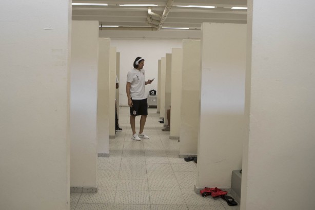 Cássio no vestiário do Pacaembu para encarar o São Caetano, pelo Paulistão