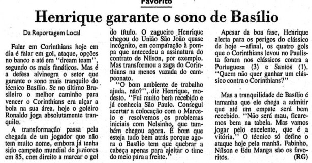 Matria da Folha de S. Paulo sobre Henrique