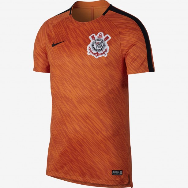 Camisa pr-jogo do Corinthians laranja com detalhes em preto 