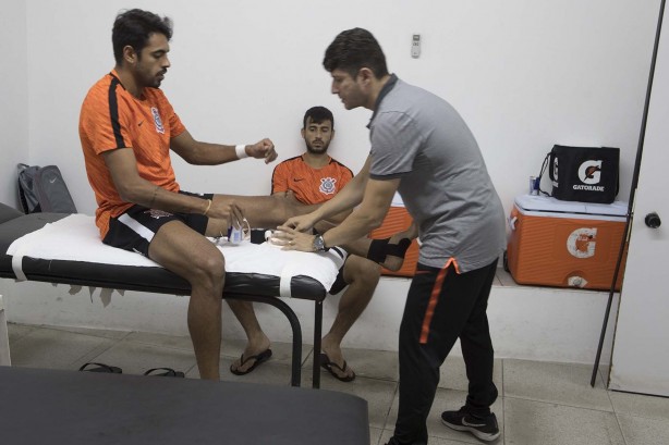 Júnior Dutra no vestiário antes do jogo contra o Red Bull, pelo campeonato paulista