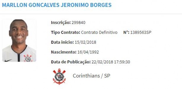 Marllon est liberado para atuar pelo Corinthians