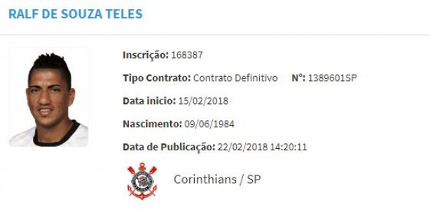 Ralf está liberado para atuar em competições pelo Corinthians