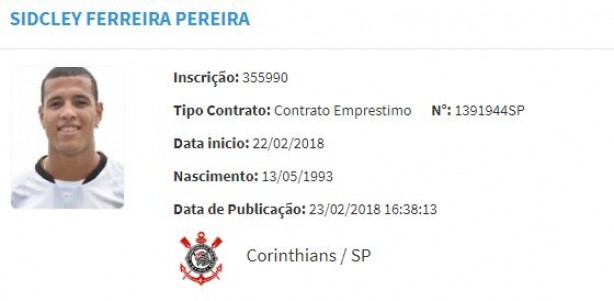 Sidcley já pode atuar pelo Corinthians