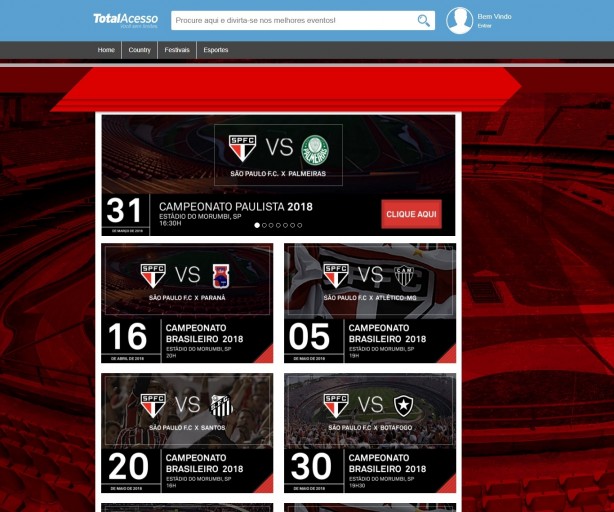 Pgina com todos os jogos do So Paulo tem destaque para o duelo