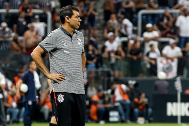 Fábio Carille durante o primeiro jogo da final contra o Palmeiras, na Arena Corinthians