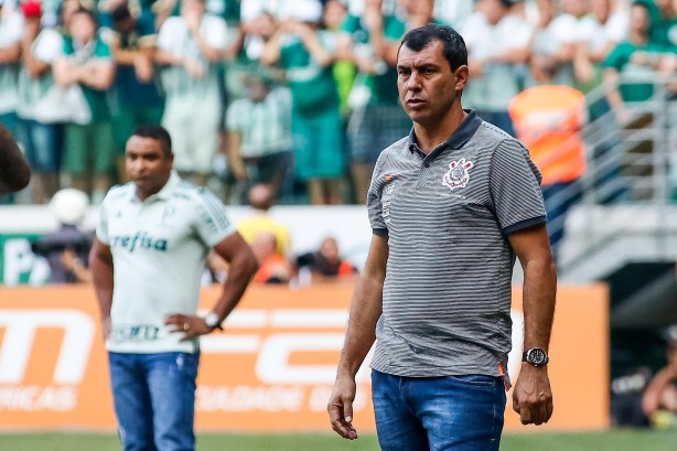 Fábio Carille na tarde deste domingo pela final do campeonato paulista