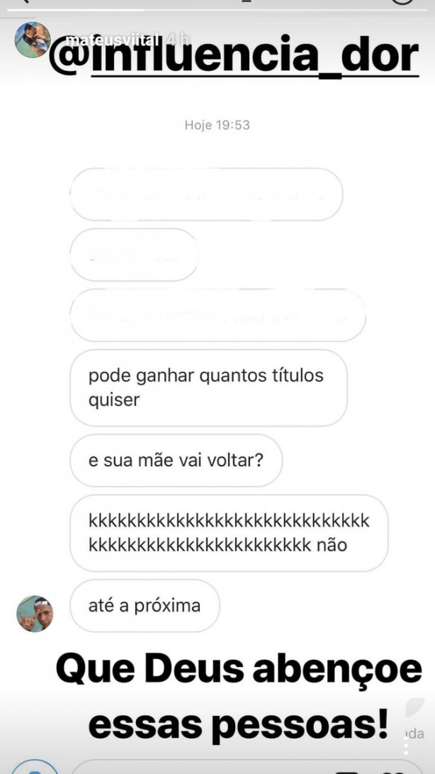 Indivíduo enviou mensagens infelizes para Vital após vitória do Corinthians