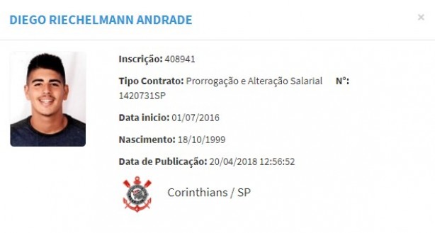 Diego tem contrato válido com o Timão até o fim d 2019