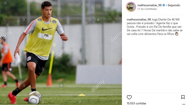 Legenda de publicao do atacante gerou mal-estar no Corinthians