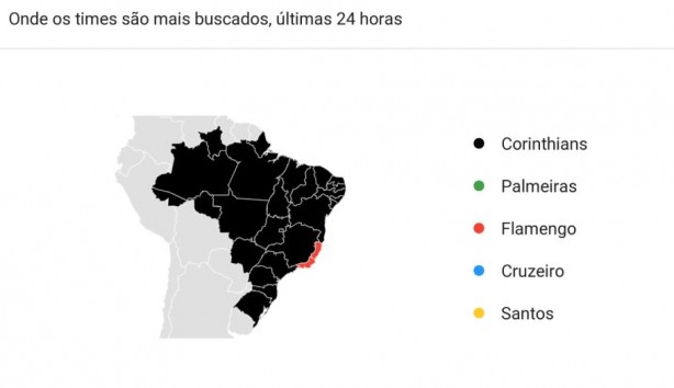 Google fez levantamento sobre buscas por clubes brasileiros nas ltimas 24 horas