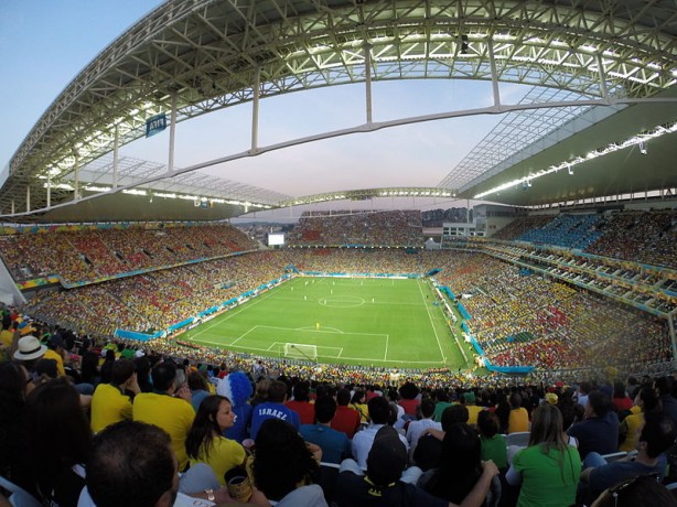 Vista das arquibancadas móveis do estádio do Timão