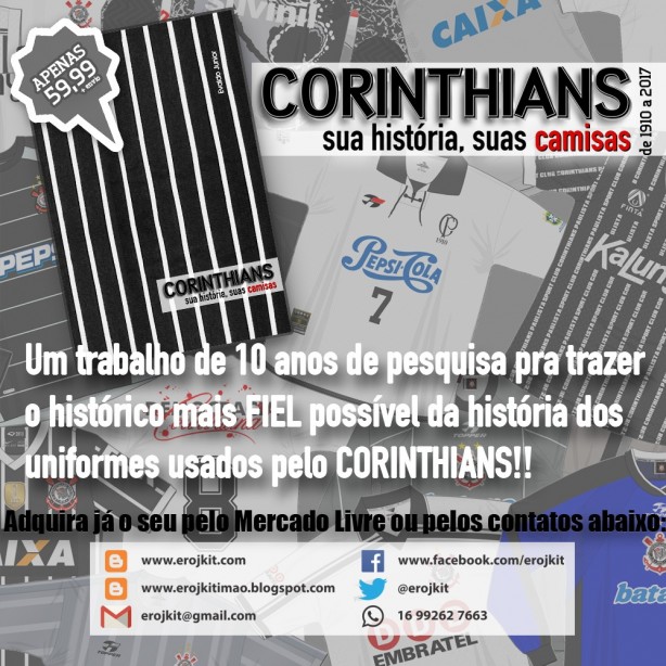 Corinthiano lana livro com detalhes de camisas do Timo de 1910 a 2017