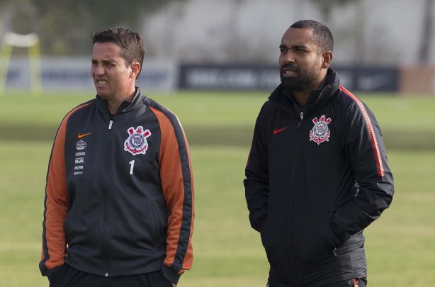 Osmar Loss e Dyego Coelho no treino desta terça-feira no CT