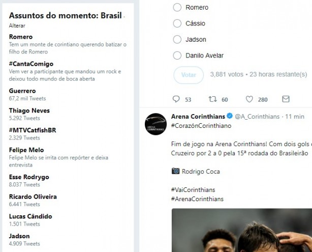 Noite de Romero entrou para os Trending Topics do Twitter no Brasil