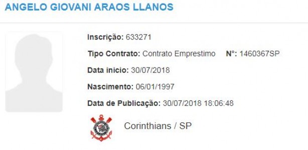 Registro de Ángelo Araos no BID da CBF