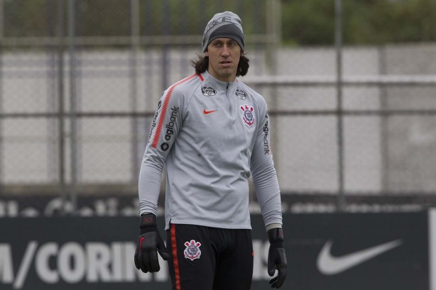 Goleiro Cássio no último treino antes do jogo contra a Chapecoense, pela Copa do Brasil
