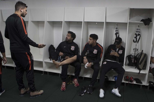 Timão no vestiário da Arena Condá antes do jogo contra a Chapecoense, pelo Brasileirão