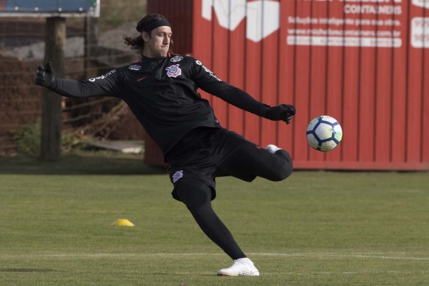 Goleiro Cássio no treino derradeiro antes do jogo contra a Chapecoense, pela Copa do Brasil