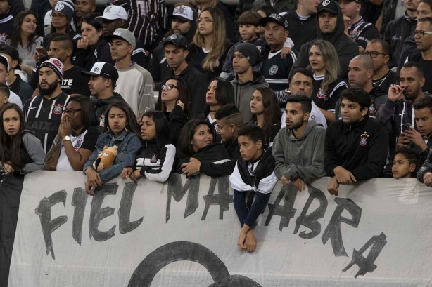 A Fiel levou bom público à Arena Corinthians neste sábado, contra o Grêmio
