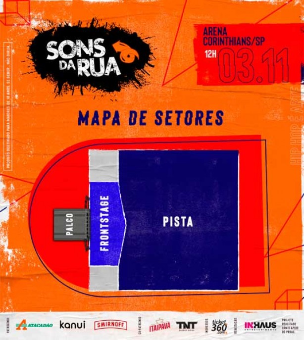 Setores disponíveis para o festival