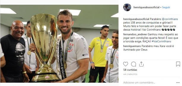 Henrique também parabenizou o Timão