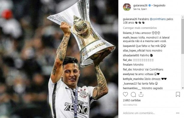 Menino Arana deixou sua mensagem de parabéns para o Corinthians
