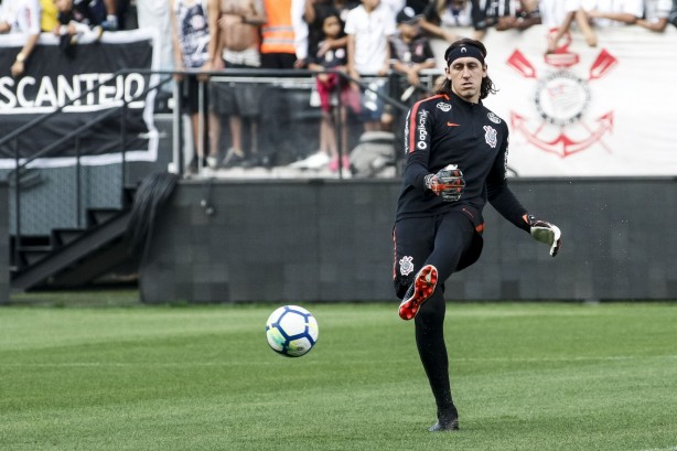Cássio durante treino aberto na Arena Corinthians; Estádio recebeu 38 mil torcedores